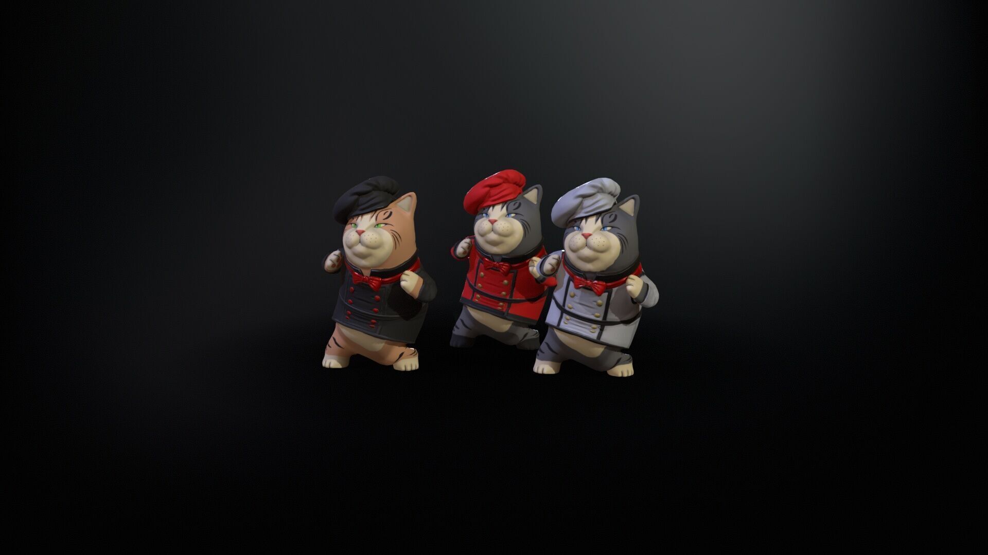 Cook Cat Low-poly 3D model_5