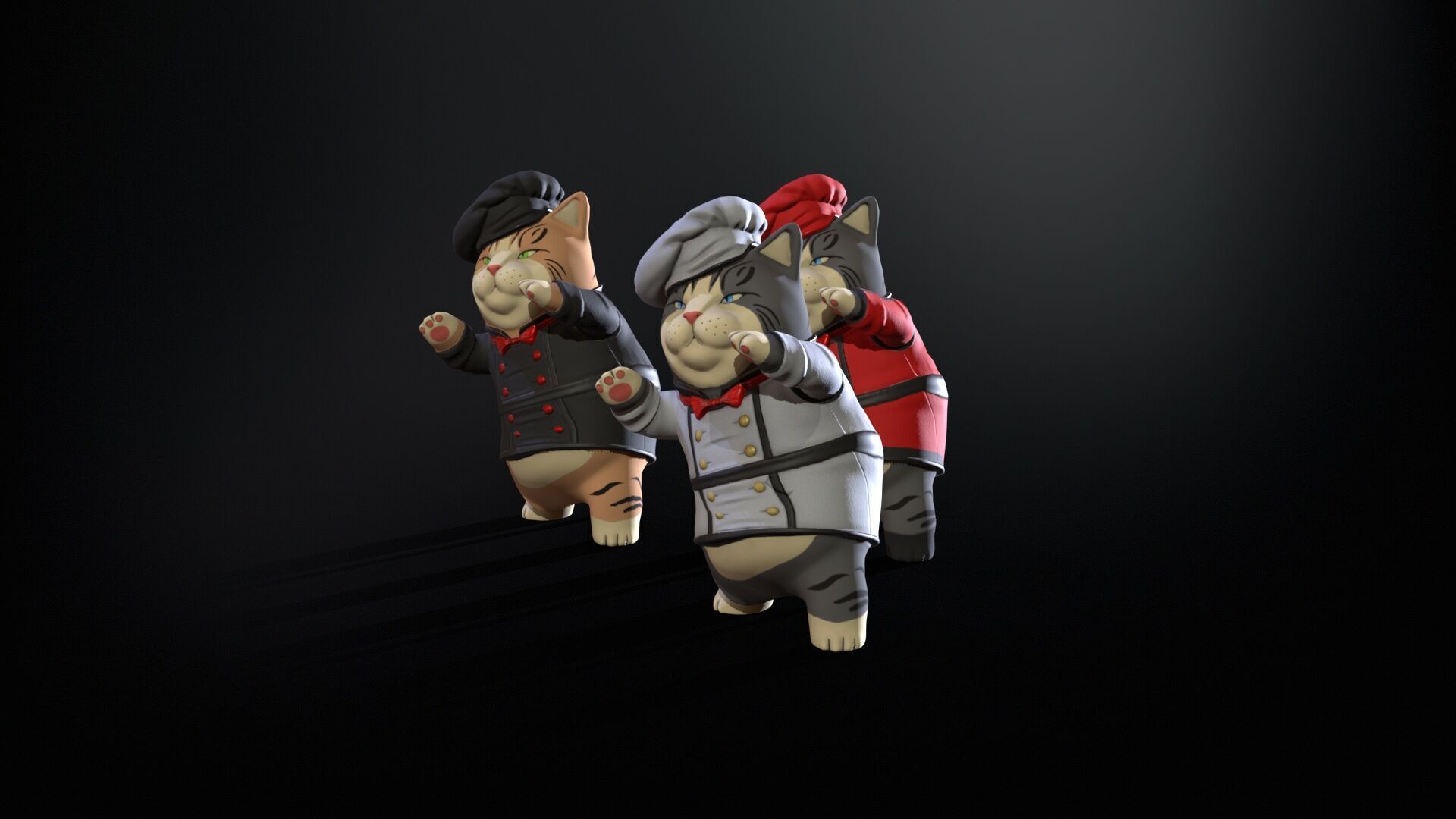 Cook Cat Low-poly 3D model_10