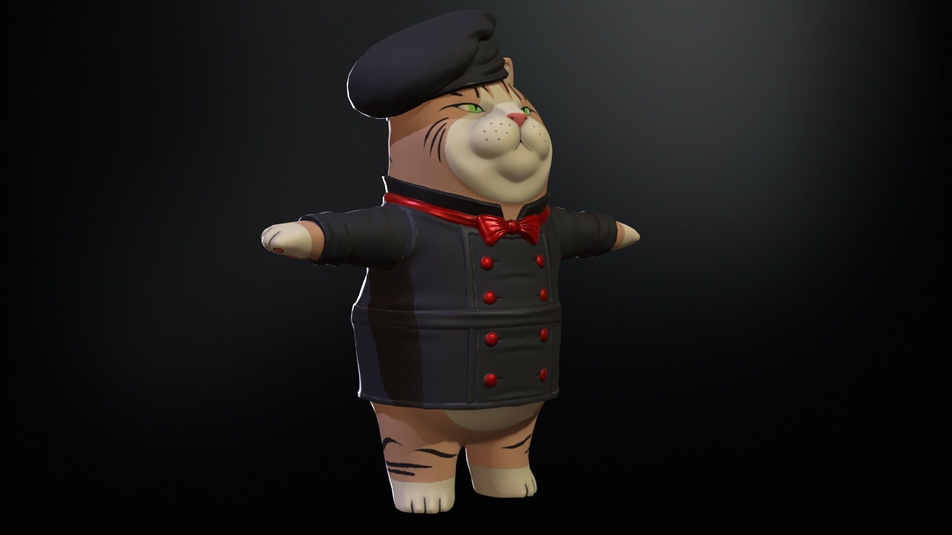 Cook Cat Low-poly 3D model_6