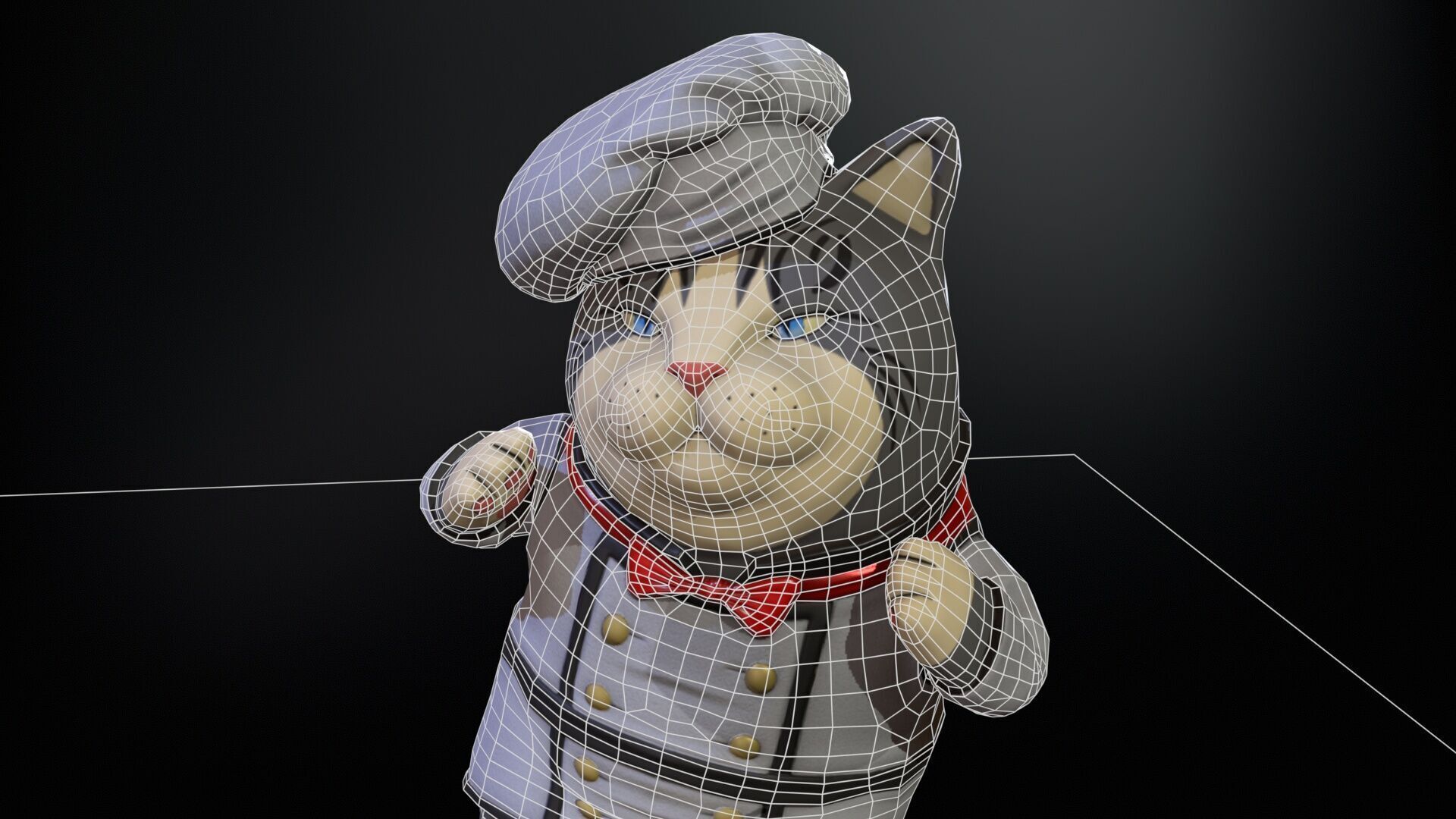 Cook Cat Low-poly 3D model_13