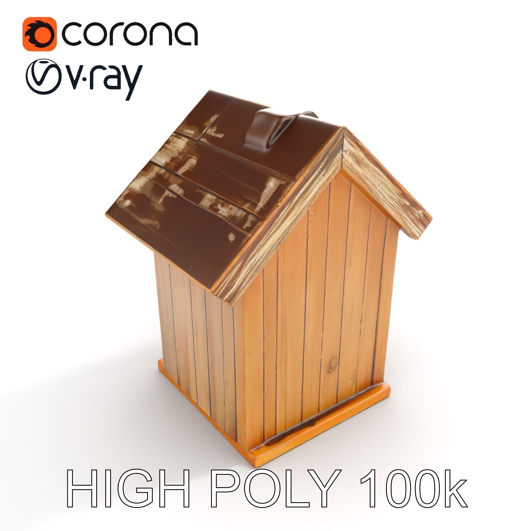Wooden Birdhouse Model Pack Low-poly 3D model_16