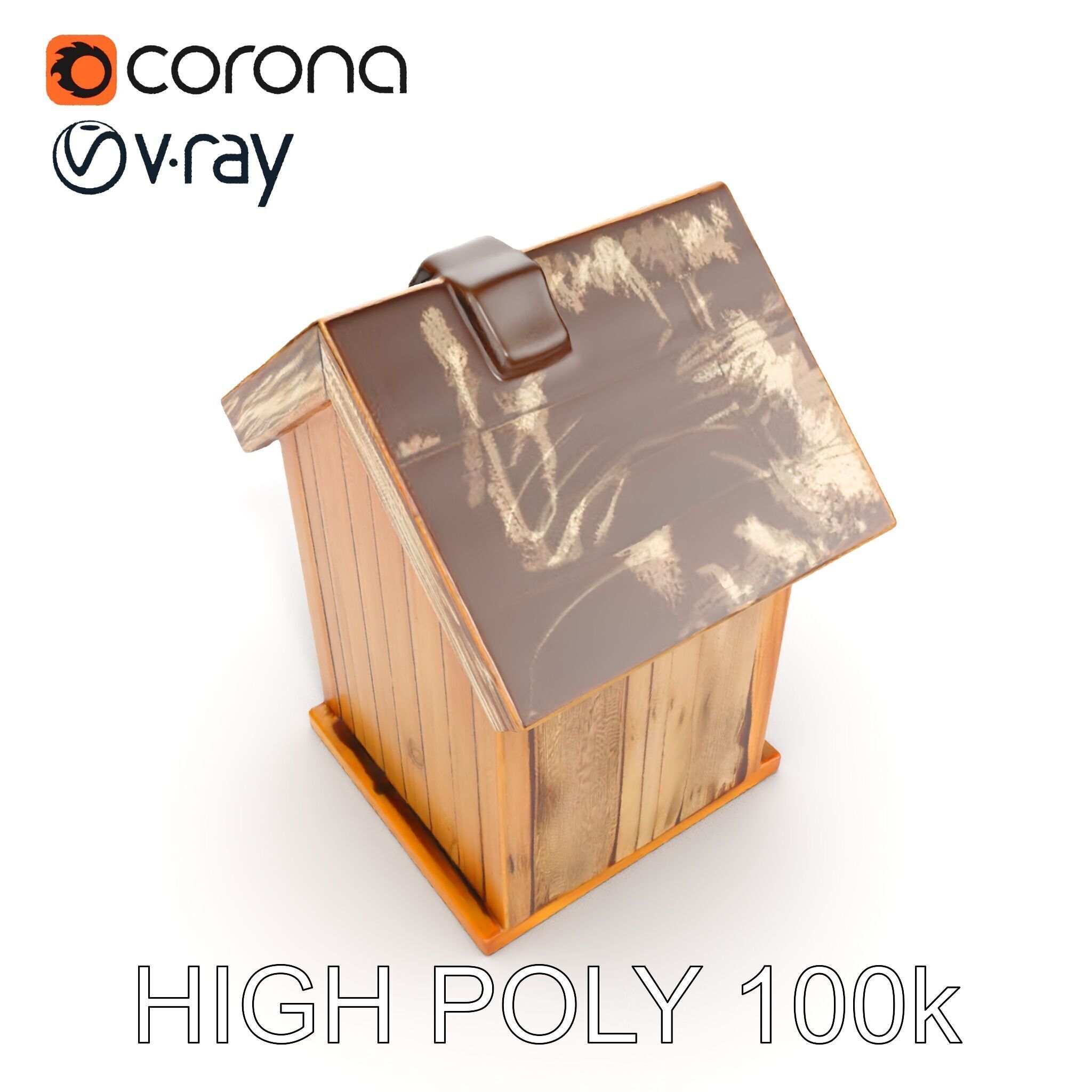 Wooden Birdhouse Model Pack Low-poly 3D model_11
