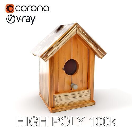 Wooden Birdhouse Model Pack Low-poly 3D model