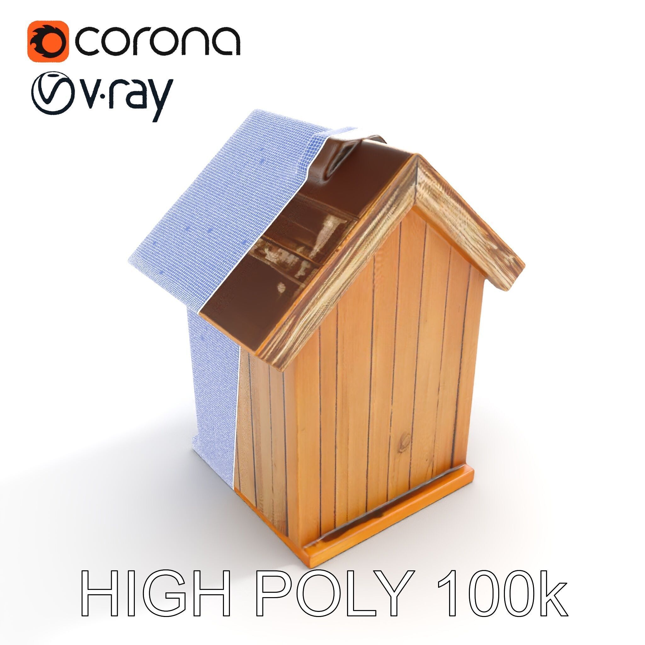 Wooden Birdhouse Model Pack Low-poly 3D model_33