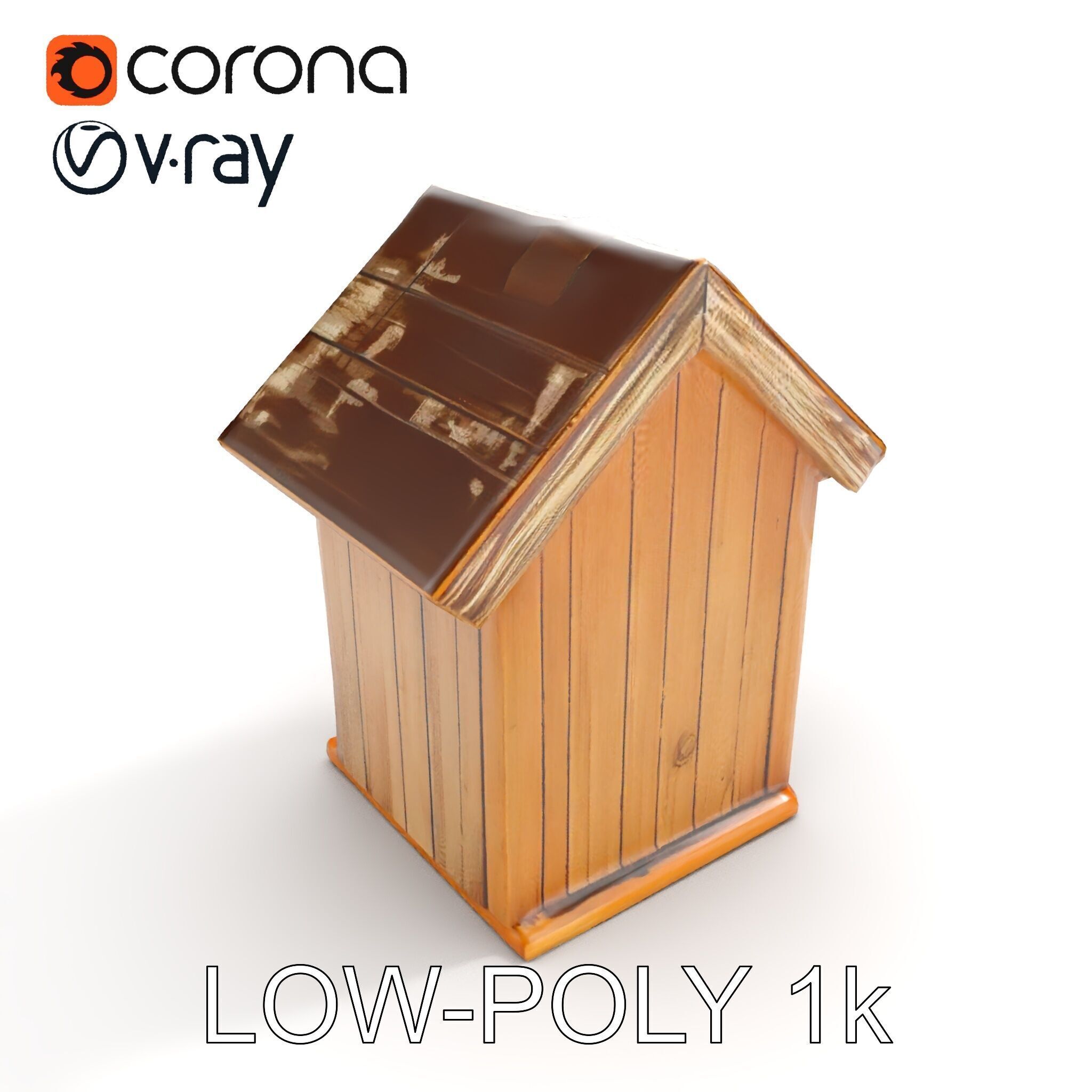 Wooden Birdhouse Model Pack Low-poly 3D model_8