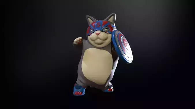 SuperHero Cat Low-poly 3D model