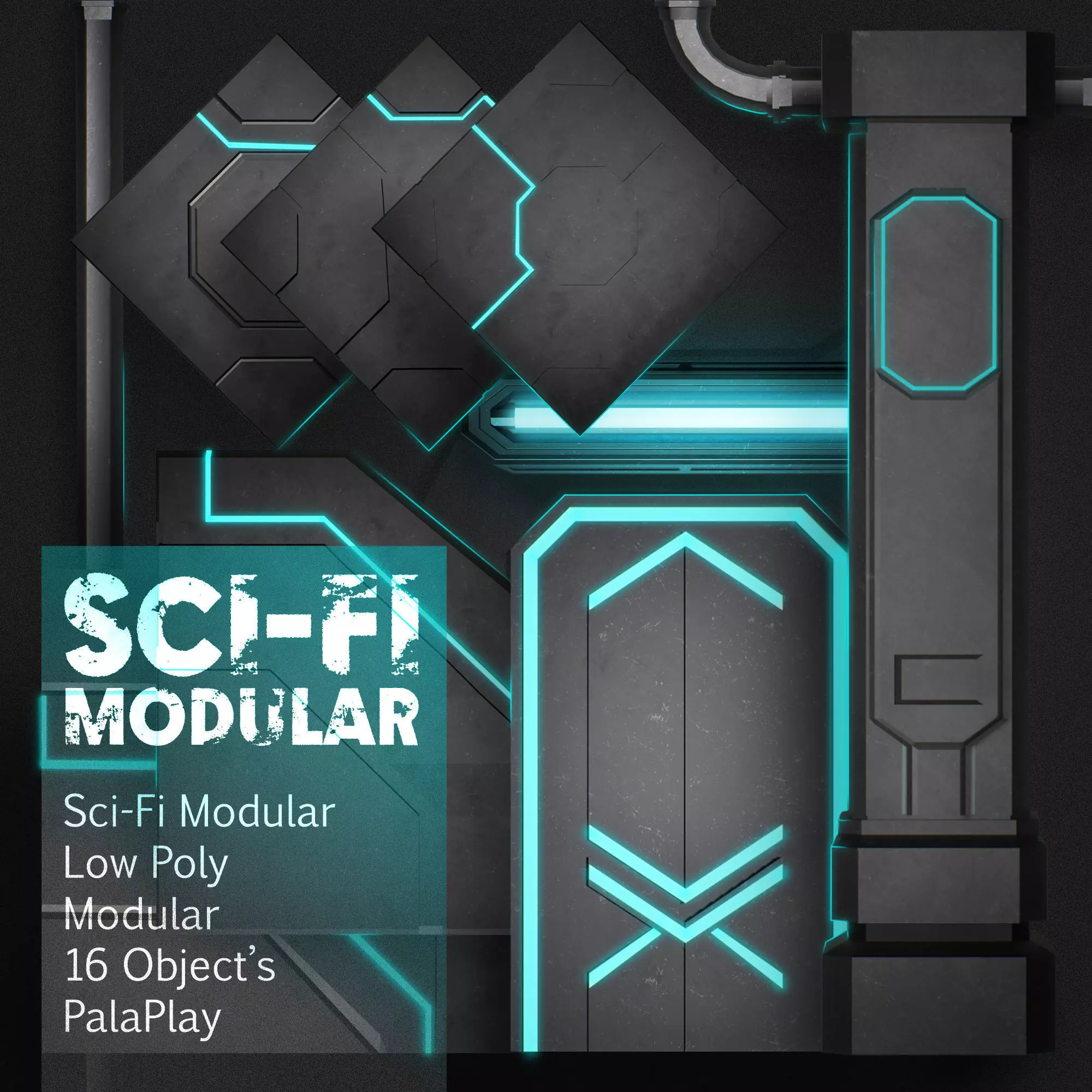 Sci-Fi Modular Environment Pack Low-poly 3D model_0