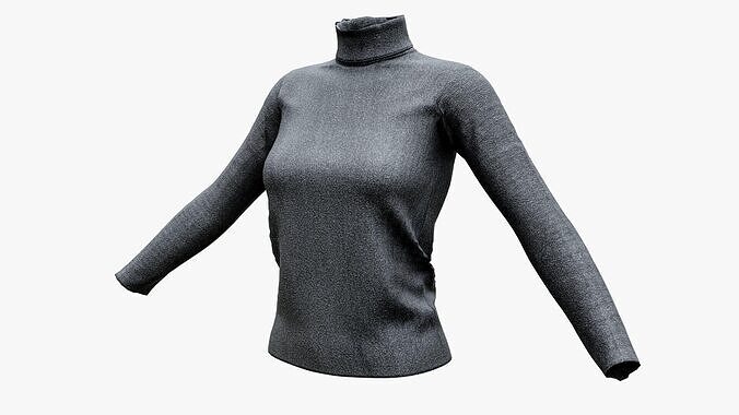 Long Sleeve Ski Collar Shirt Low-poly 3D model