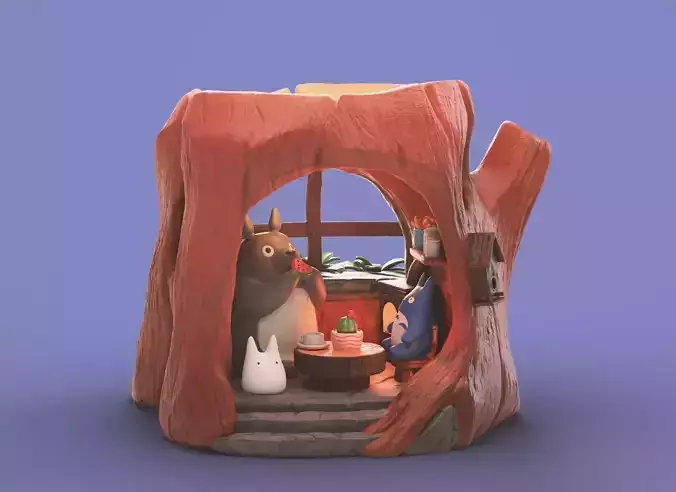 My Neighbor Totoro Treehouse Diorama Ghibli 3D Printable 3D print model