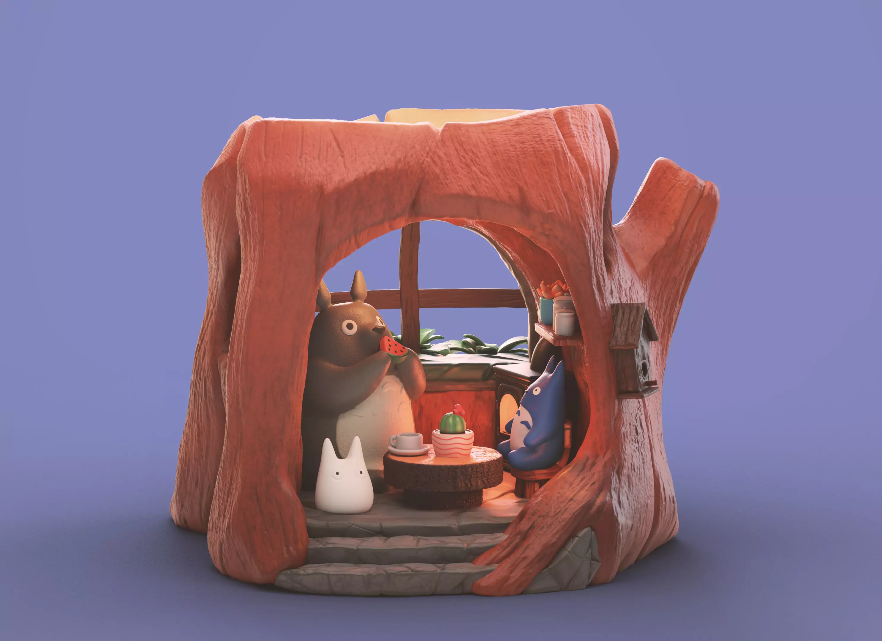 My Neighbor Totoro Treehouse Diorama Ghibli 3D Printable 3D print model