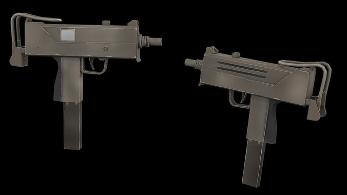 Hand-Painted Cartoon MAC 10 Free low-poly 3D model