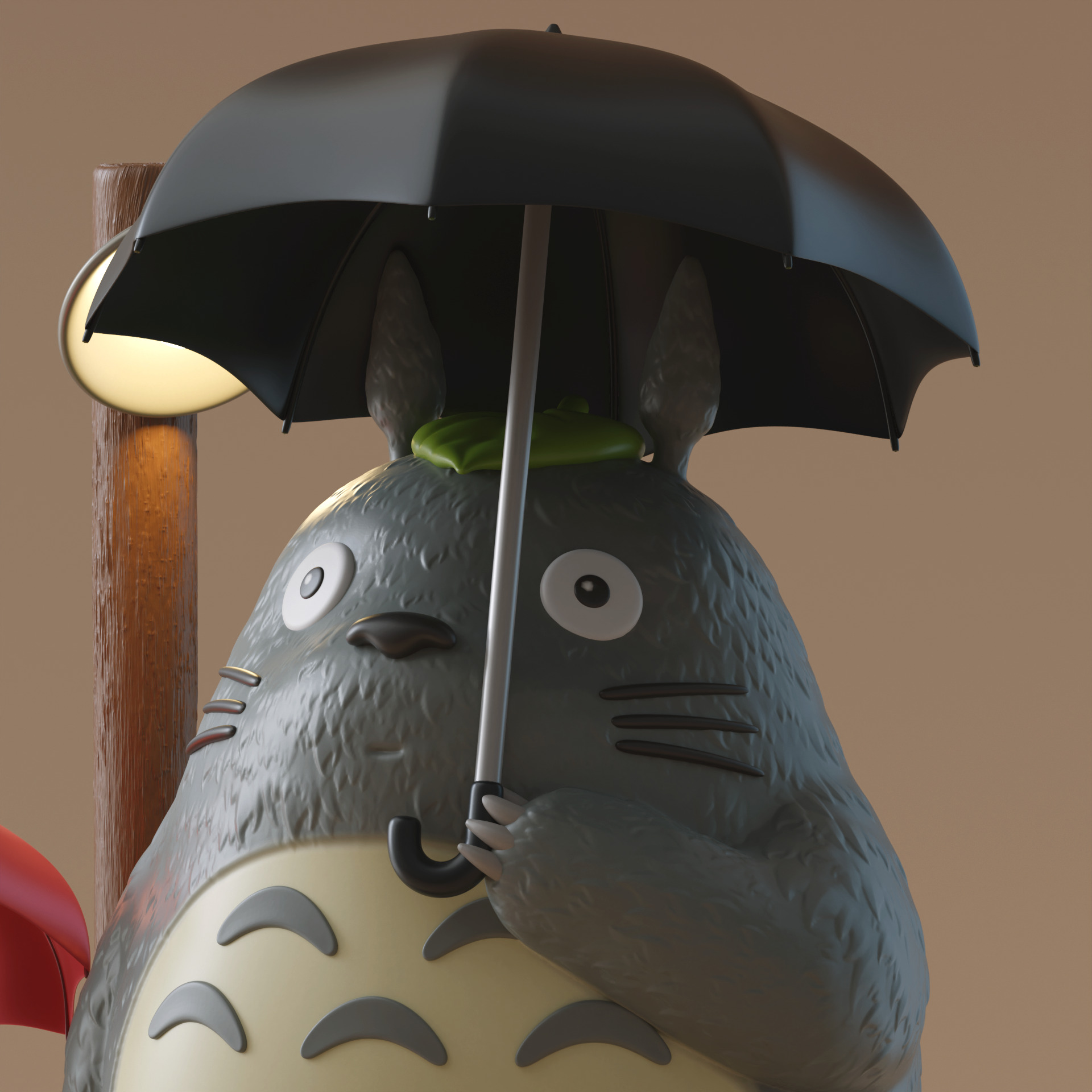 My Neighbor Totoro Umbrella Scene Rainy Bus Stop Diorama 3D print model_7