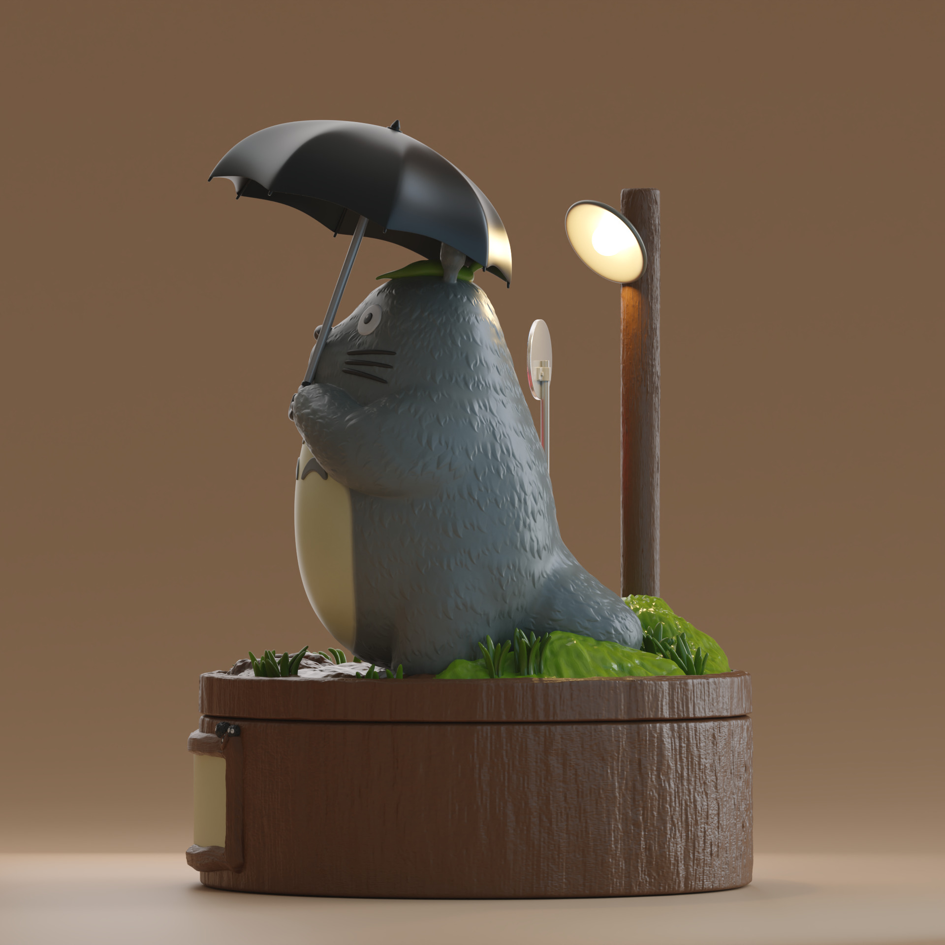 My Neighbor Totoro Umbrella Scene Rainy Bus Stop Diorama 3D print model_6