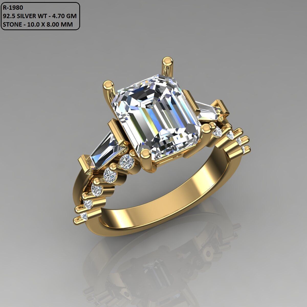 Solitaire Ring 3D print model_3