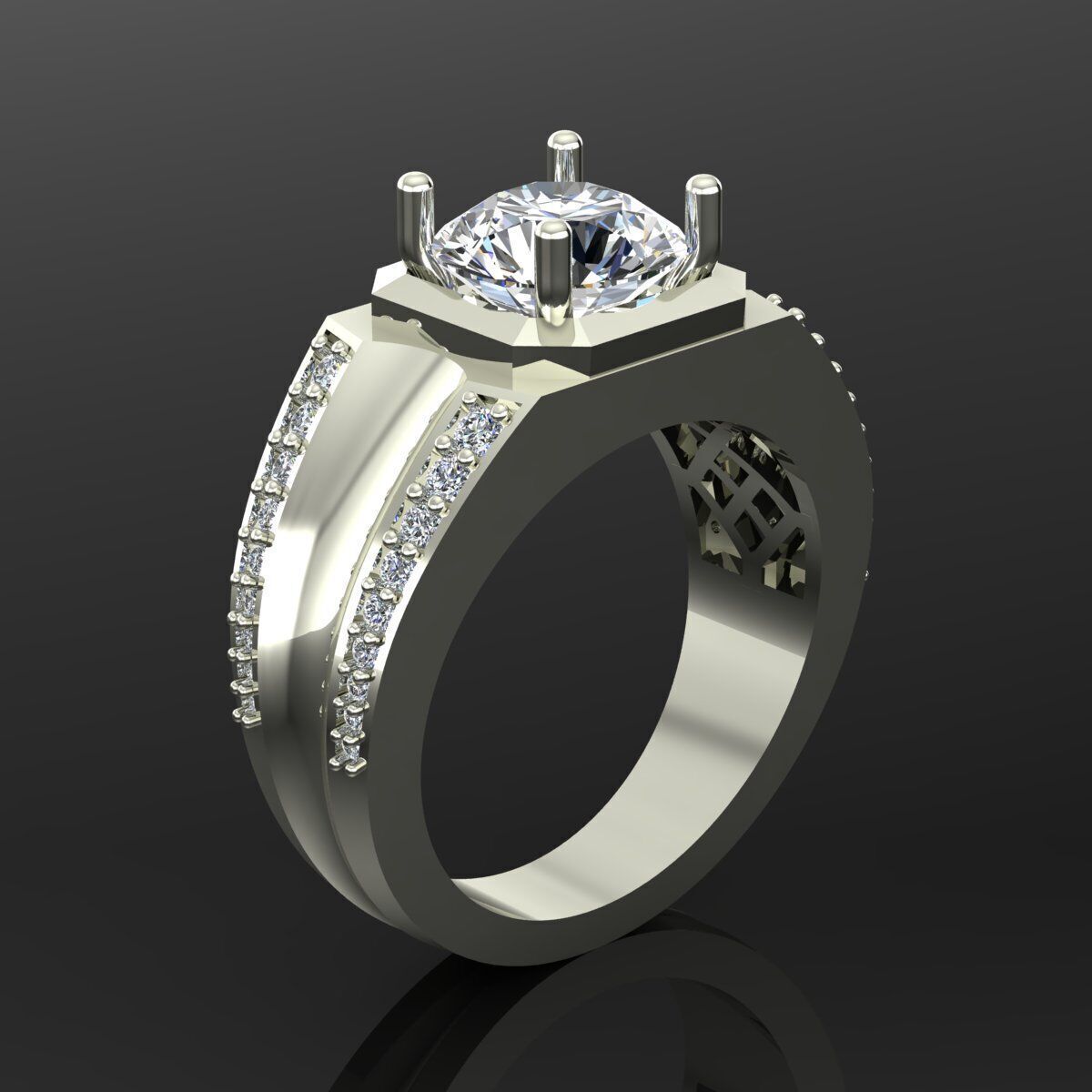 Solitaire Ring 3D print model_1