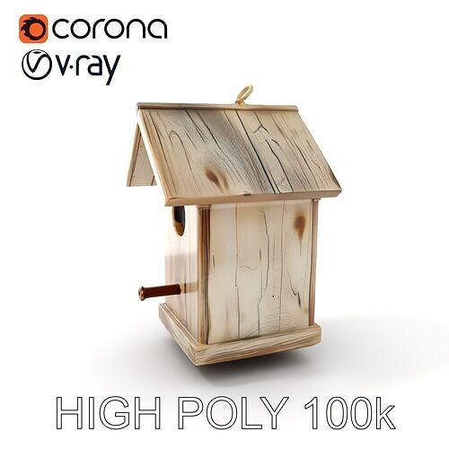 Rustic Wooden Birdhouse Model Pack Low-poly 3D model
