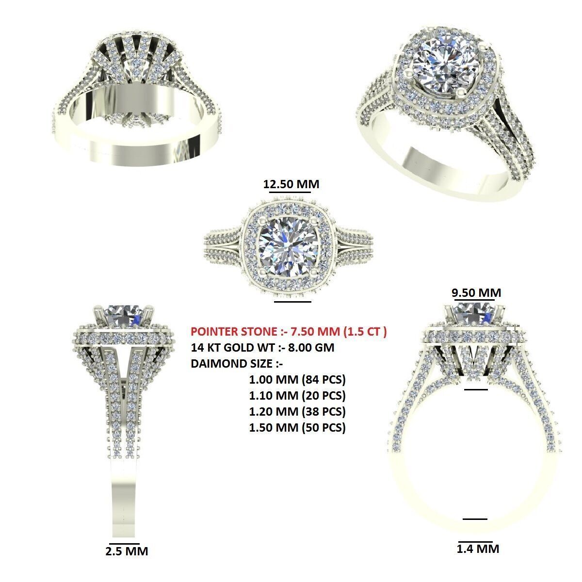 Solitaire Ring 3D print model_1