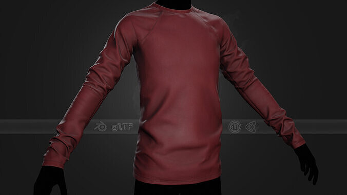 Red Long Sleeve T-Shirt Low-poly 3D model