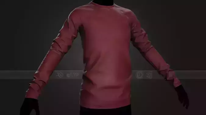Red Long Sleeve T-Shirt Low-poly 3D model