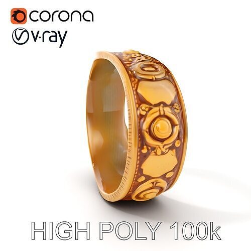 Ornate Gold Ring Model Pack Low-poly 3D model