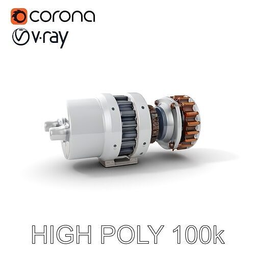 Detailed Electric Motor Model Pack for Gaming and Simulation Low-poly 3D model