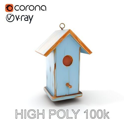 Rustic Wooden Birdhouse Model Pack with PBR Textures Low-poly 3D model