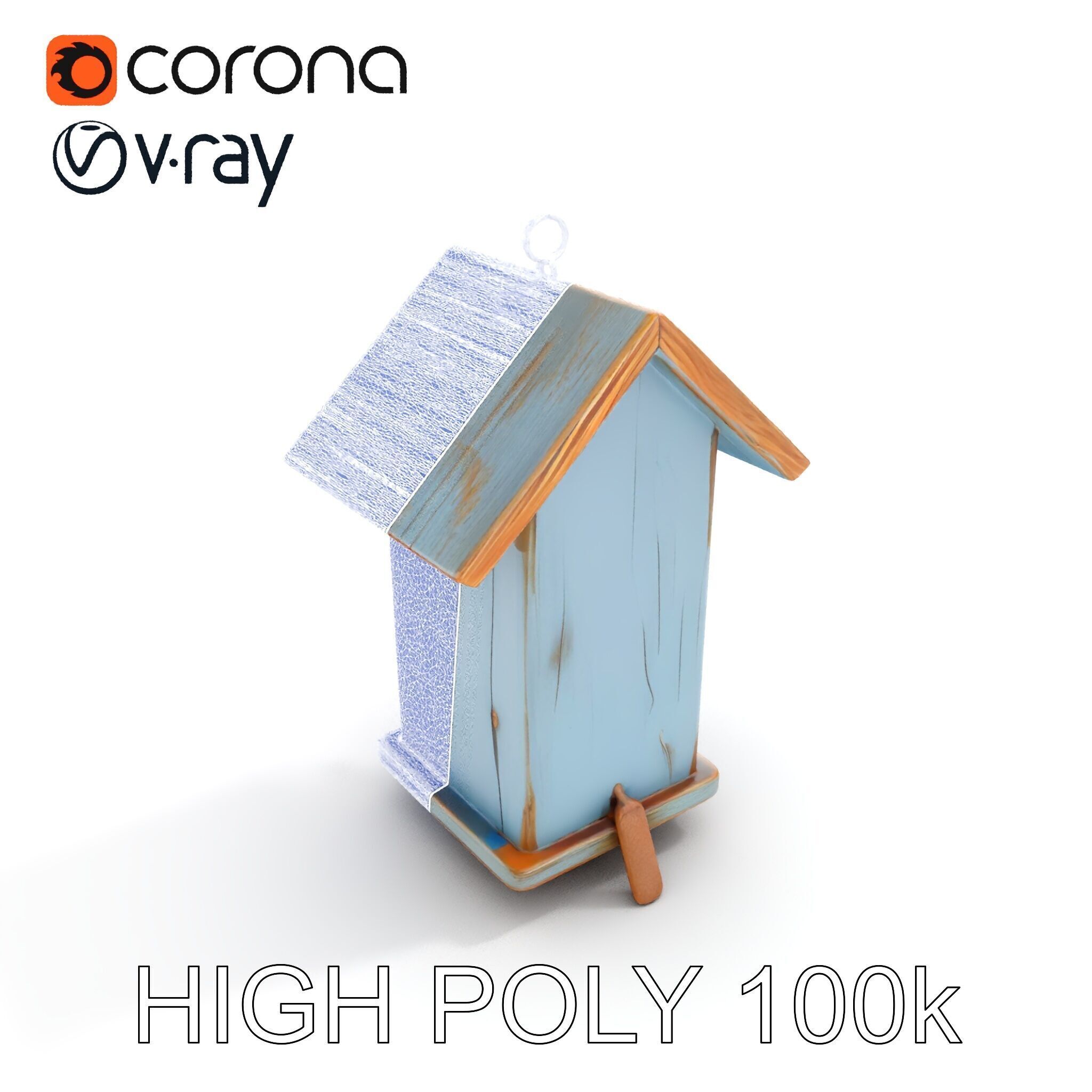 Rustic Wooden Birdhouse Model Pack with PBR Textures Low-poly 3D model_16