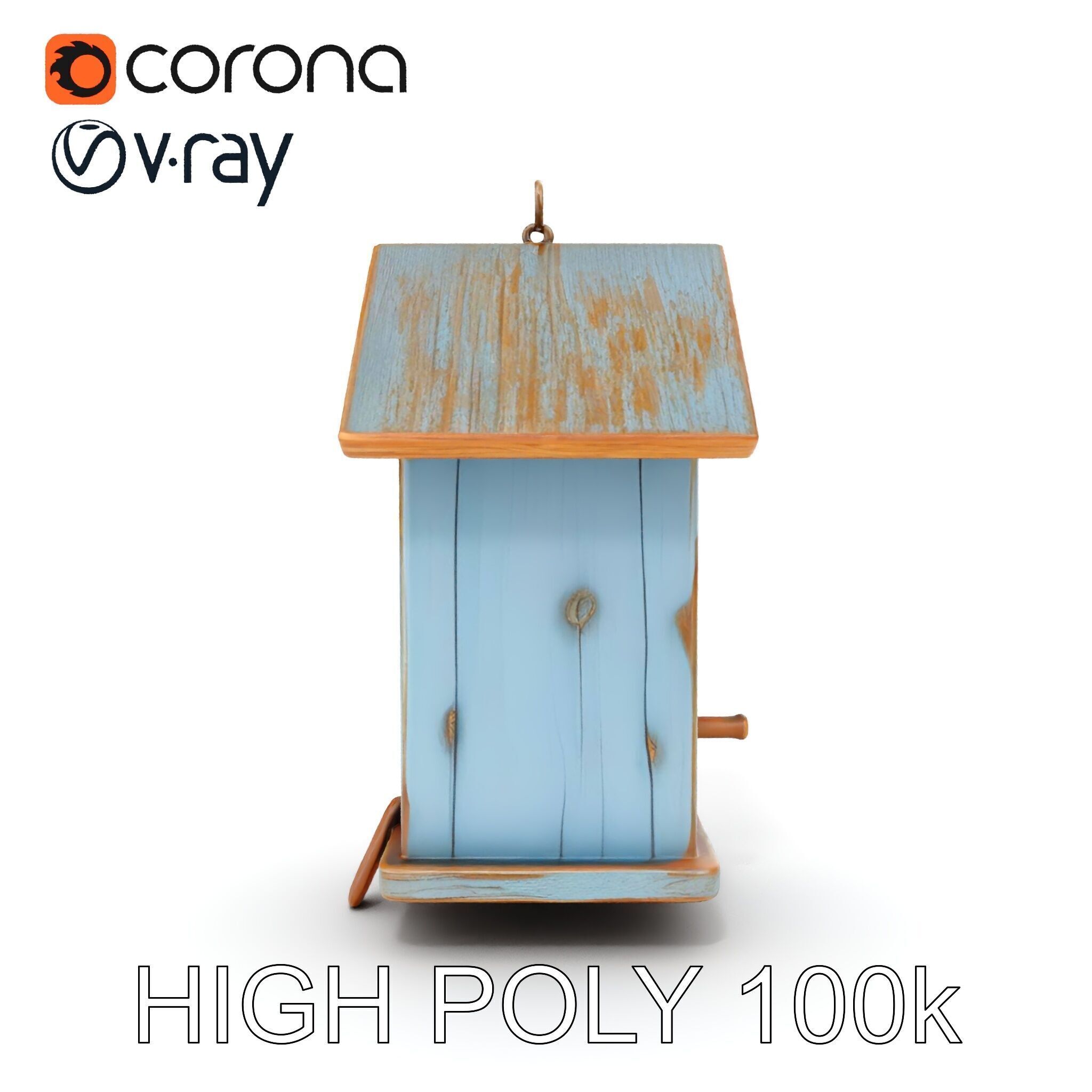 Rustic Wooden Birdhouse Model Pack with PBR Textures Low-poly 3D model_14