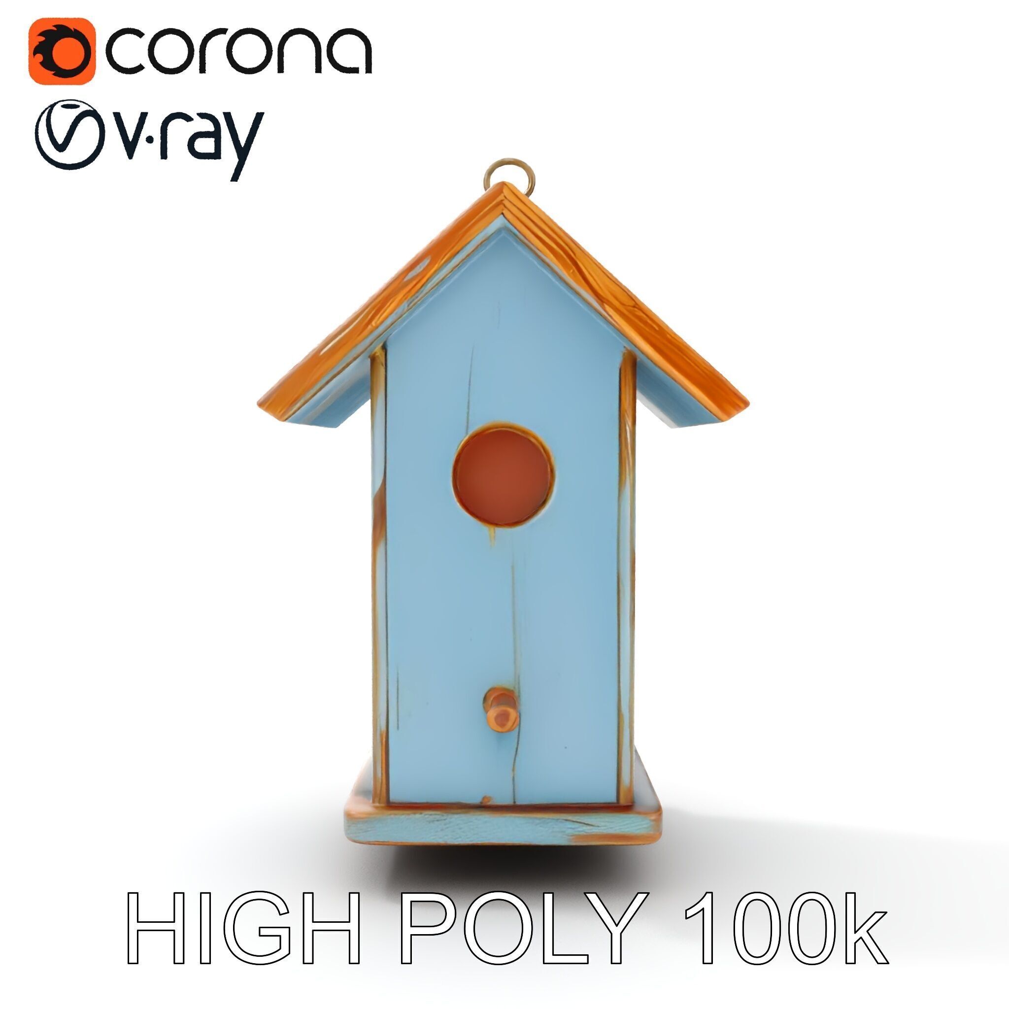 Rustic Wooden Birdhouse Model Pack with PBR Textures Low-poly 3D model_33