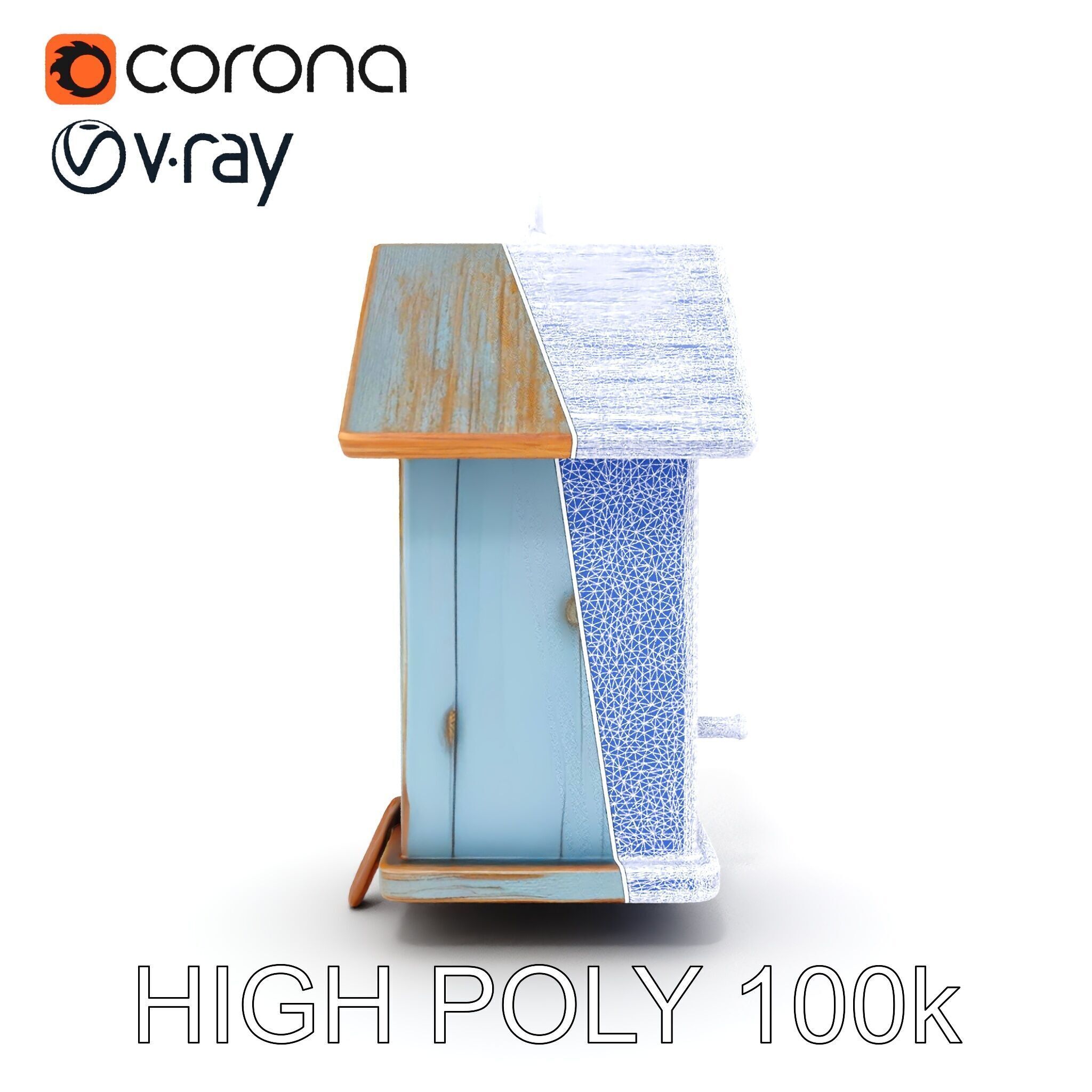 Rustic Wooden Birdhouse Model Pack with PBR Textures Low-poly 3D model_28