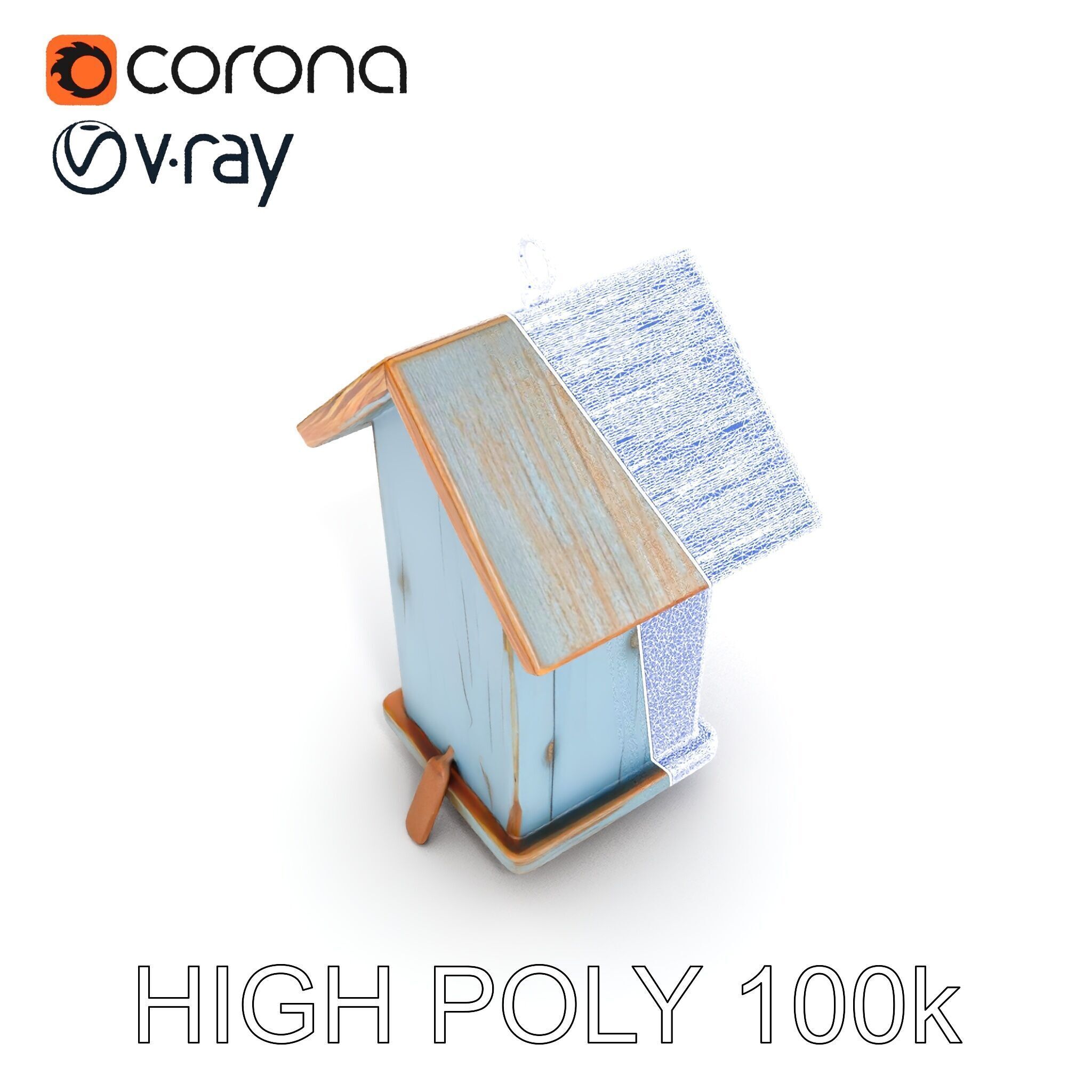 Rustic Wooden Birdhouse Model Pack with PBR Textures Low-poly 3D model_27