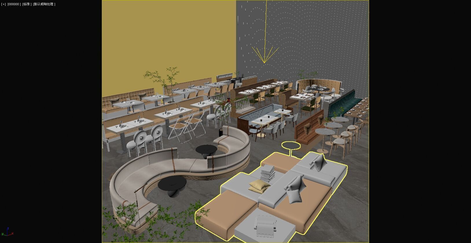 Coffee Table and Armchair Sets Cafe Interior 3D Set 054 VRAY 3D model_1