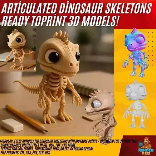 Mechanical Articulated Cute Baby Dinosaur Skeleton 