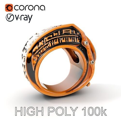 Ornate Turquoise Gemstone Ring Model Pack Low-poly 3D model