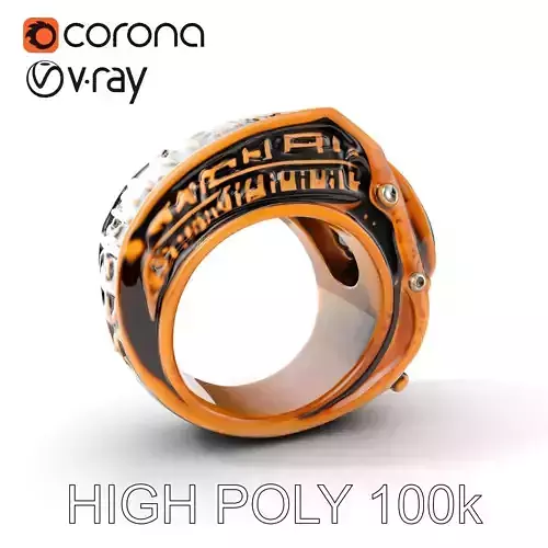 Ornate Turquoise Gemstone Ring Model Pack Low-poly 3D model