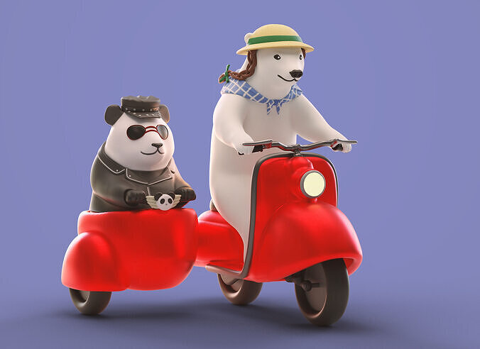 Shirokuma Cafe Scooter Ride 3D Printable Cozy Animal Scene 3D print model