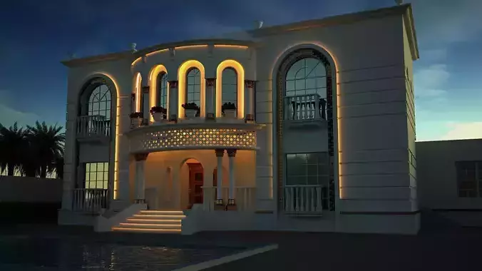 Elegant Classic Villa Project A123 3D Model Render
