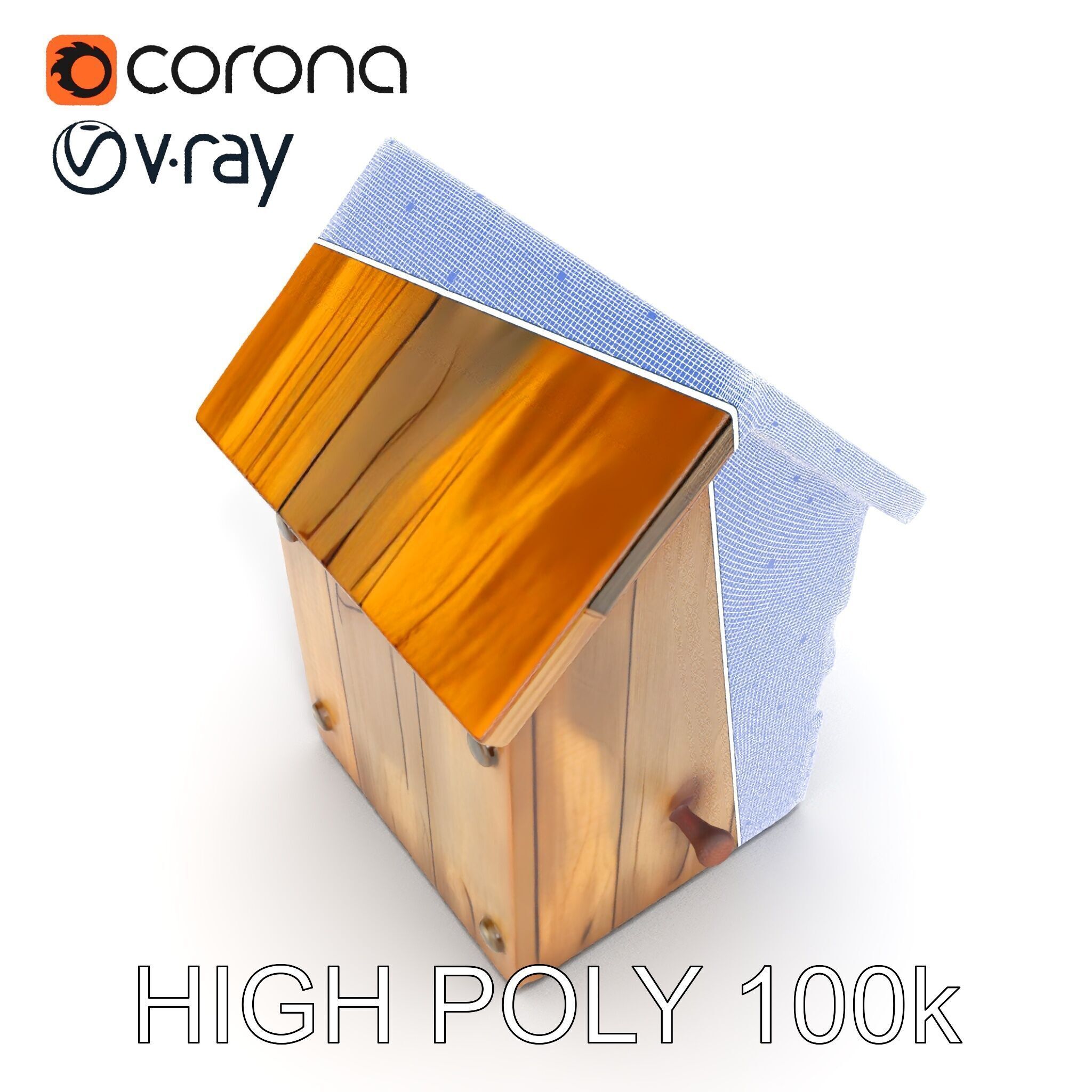 Rustic Wooden Birdhouse Model Pack Low-poly 3D model_30