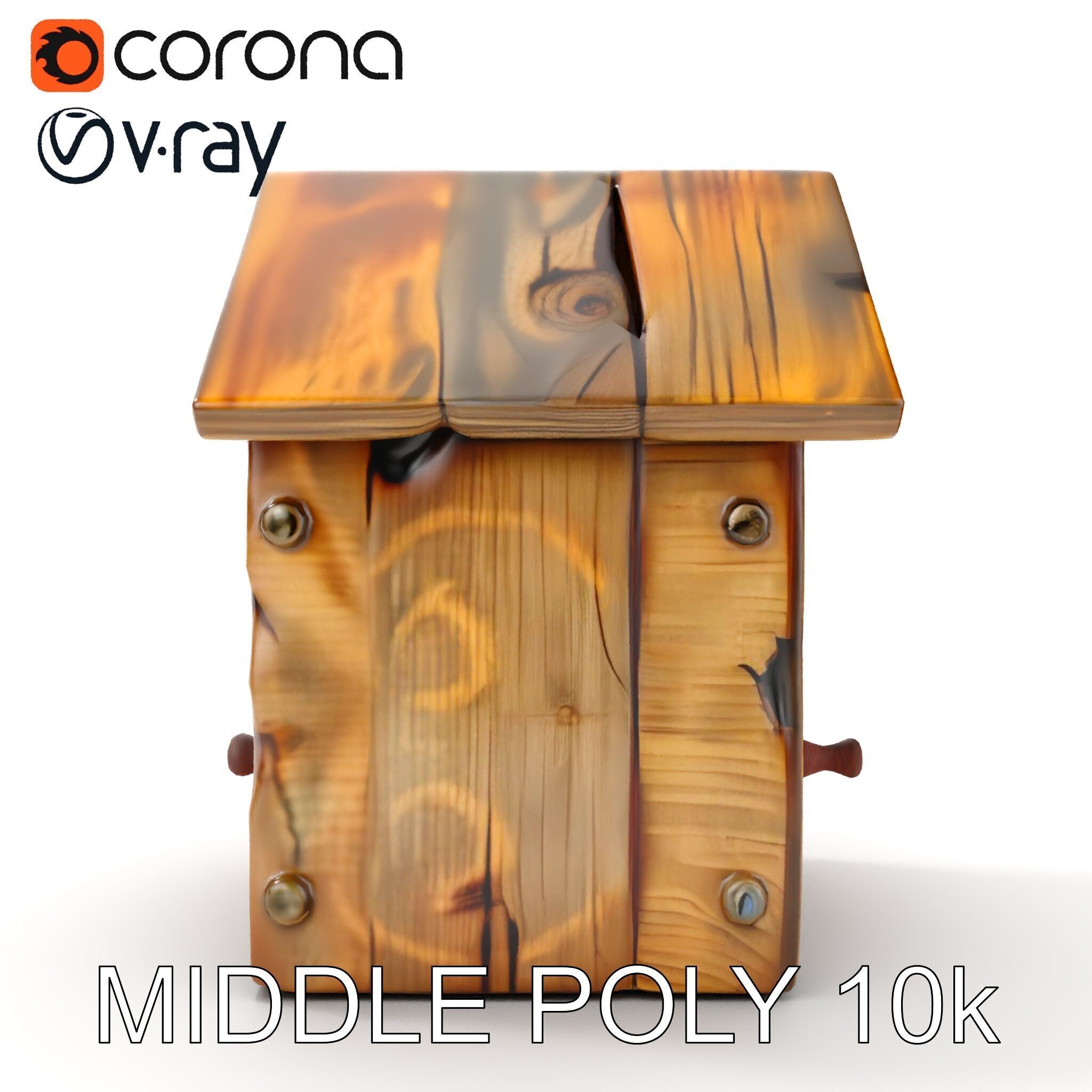 Rustic Wooden Birdhouse Model Pack Low-poly 3D model_14
