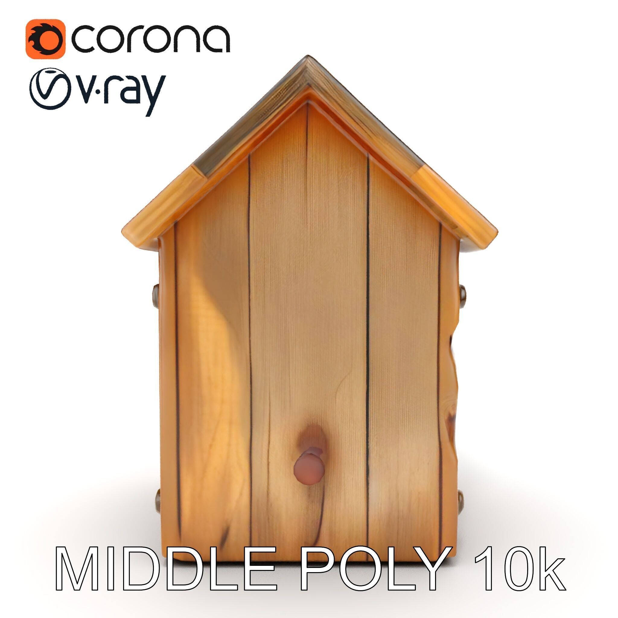 Rustic Wooden Birdhouse Model Pack Low-poly 3D model_9