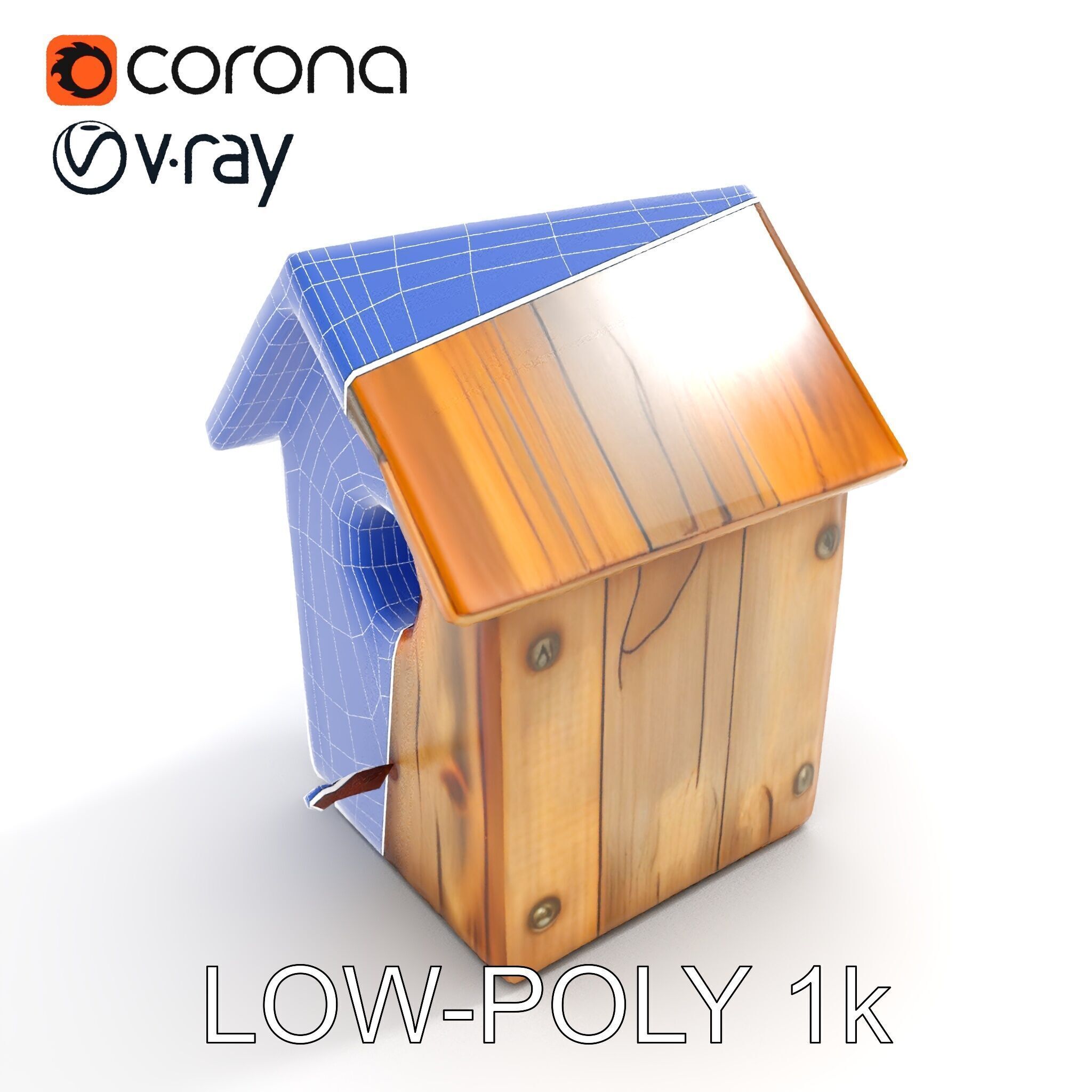 Rustic Wooden Birdhouse Model Pack Low-poly 3D model_26