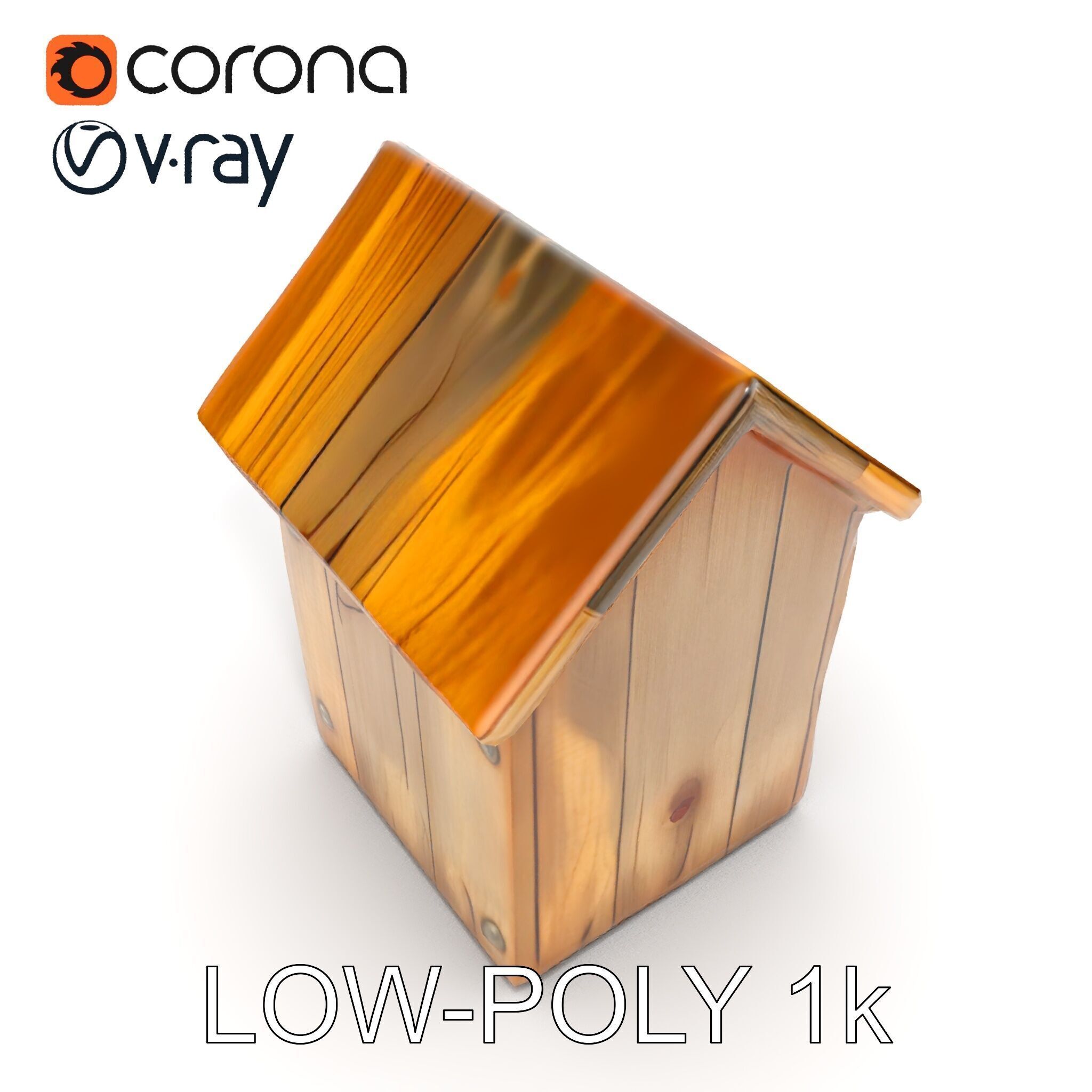 Rustic Wooden Birdhouse Model Pack Low-poly 3D model_10