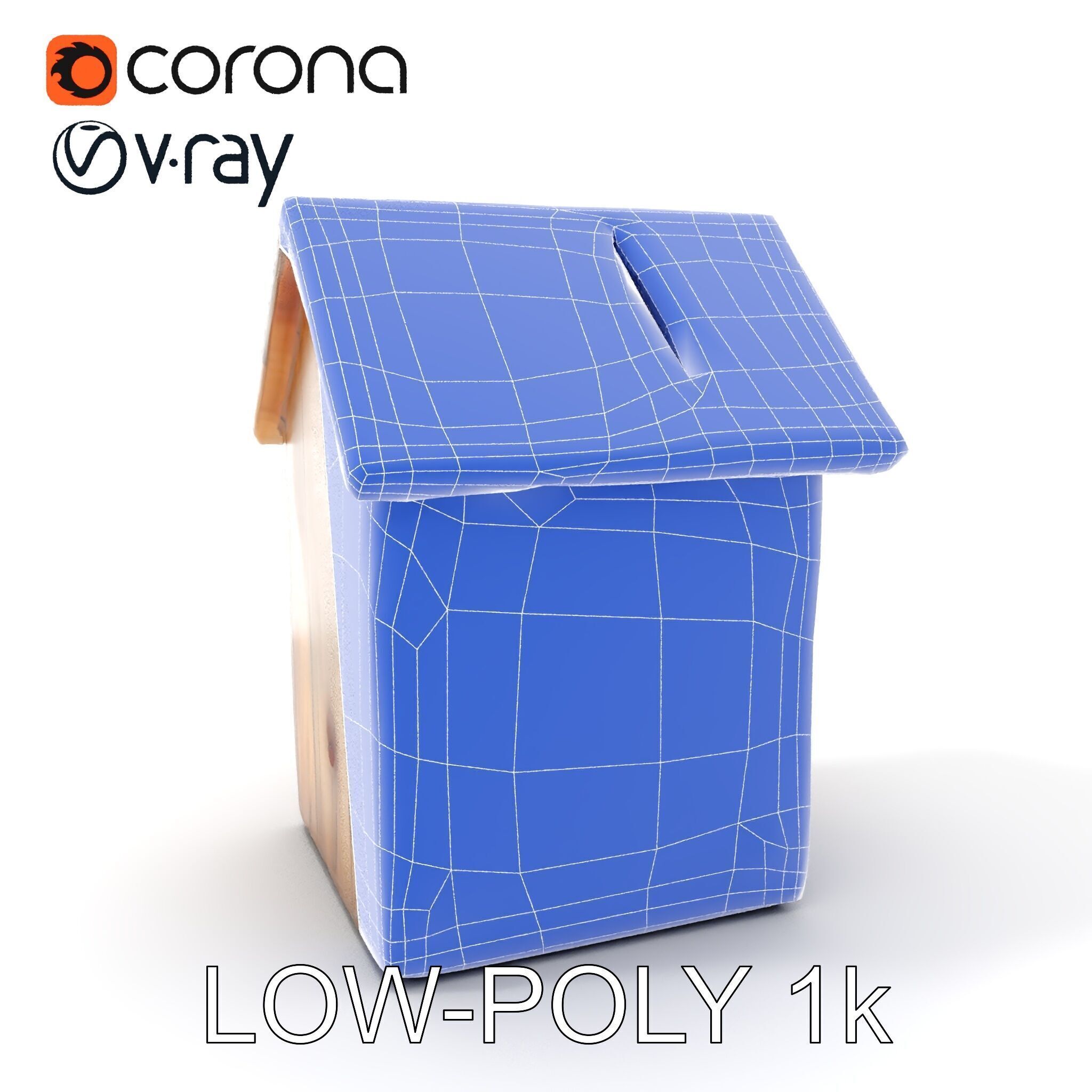 Rustic Wooden Birdhouse Model Pack Low-poly 3D model_15