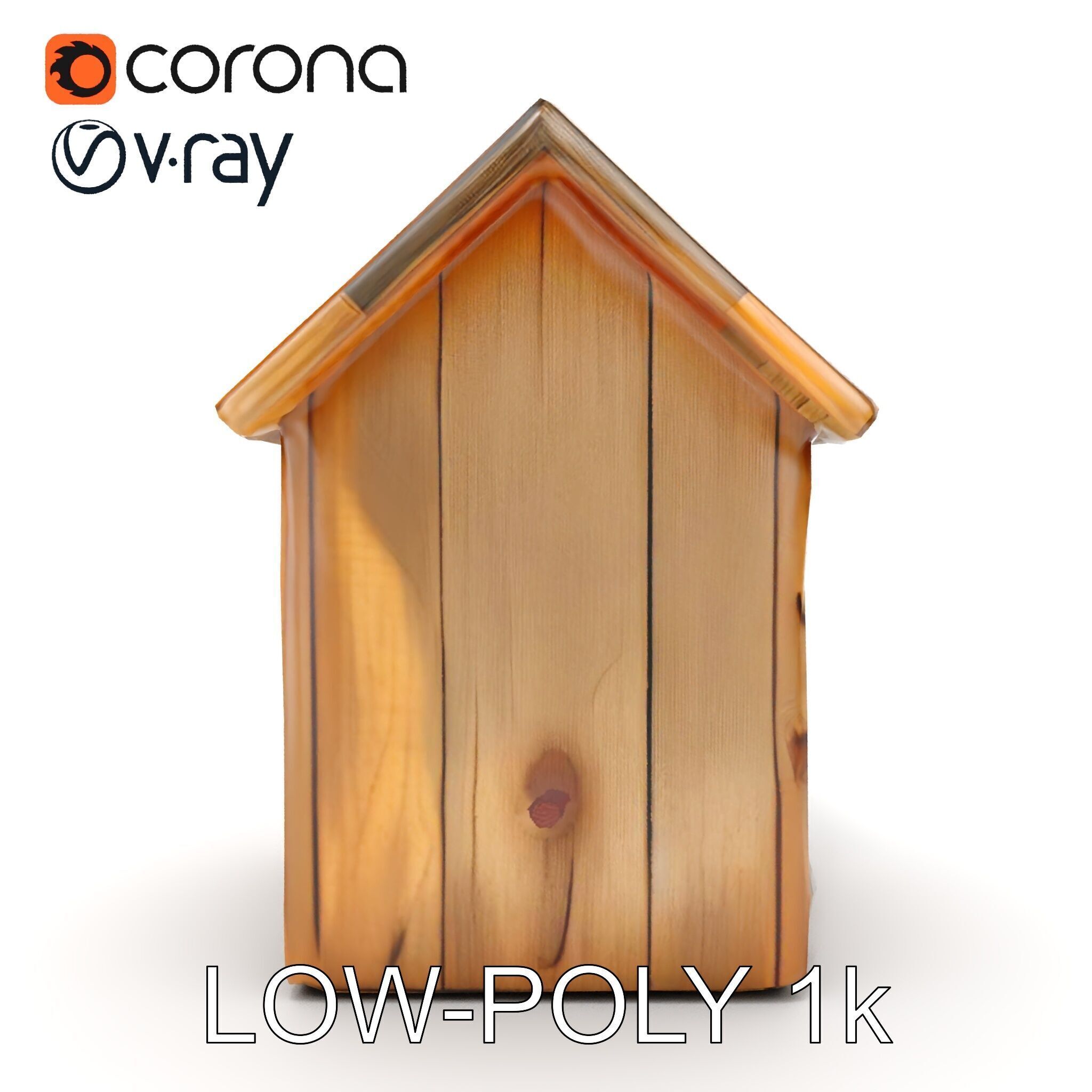 Rustic Wooden Birdhouse Model Pack Low-poly 3D model_18