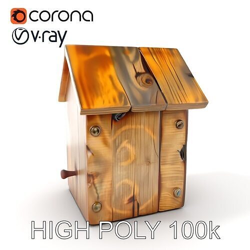 Rustic Wooden Birdhouse Model Pack Low-poly 3D model