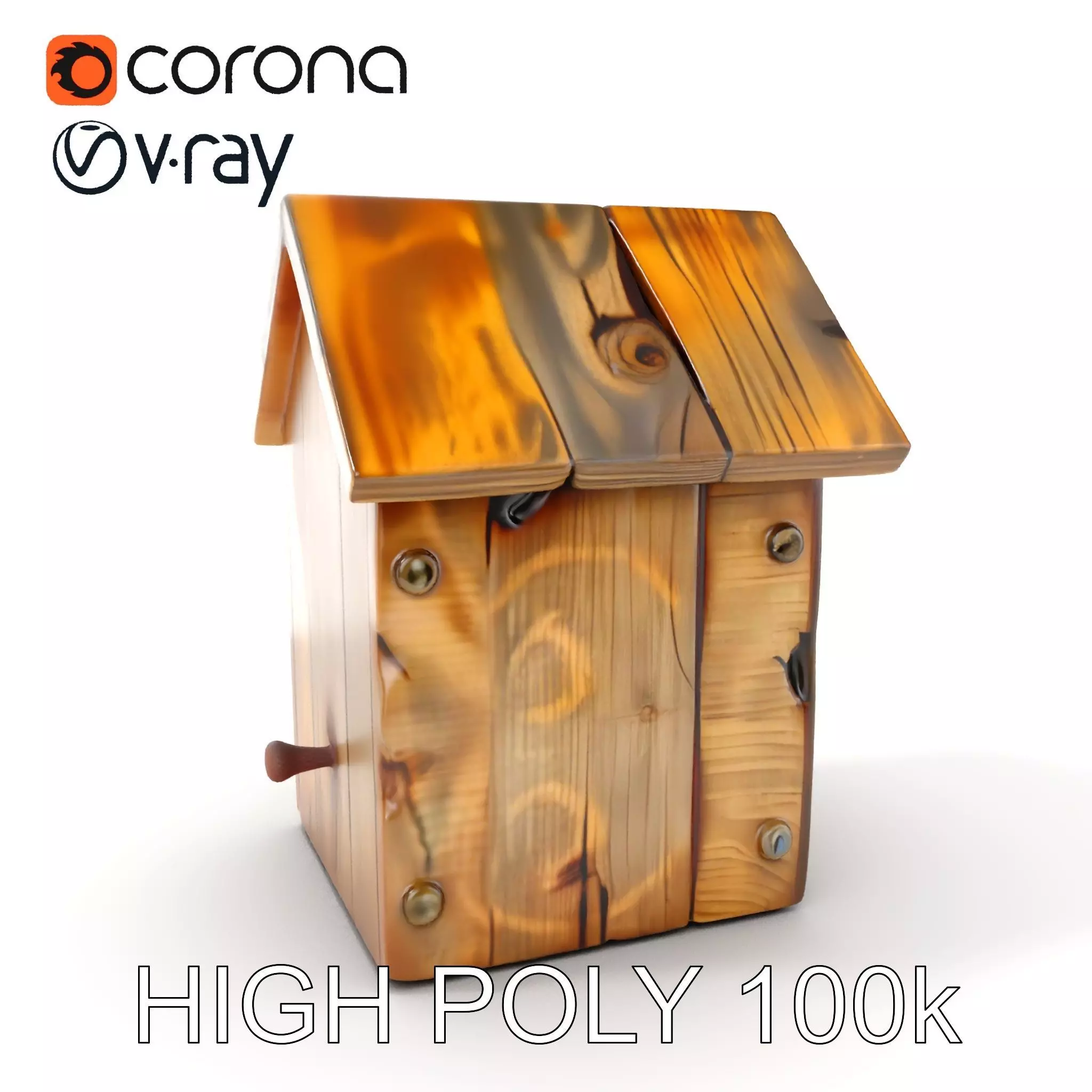 Rustic Wooden Birdhouse Model Pack Low-poly 3D model_0
