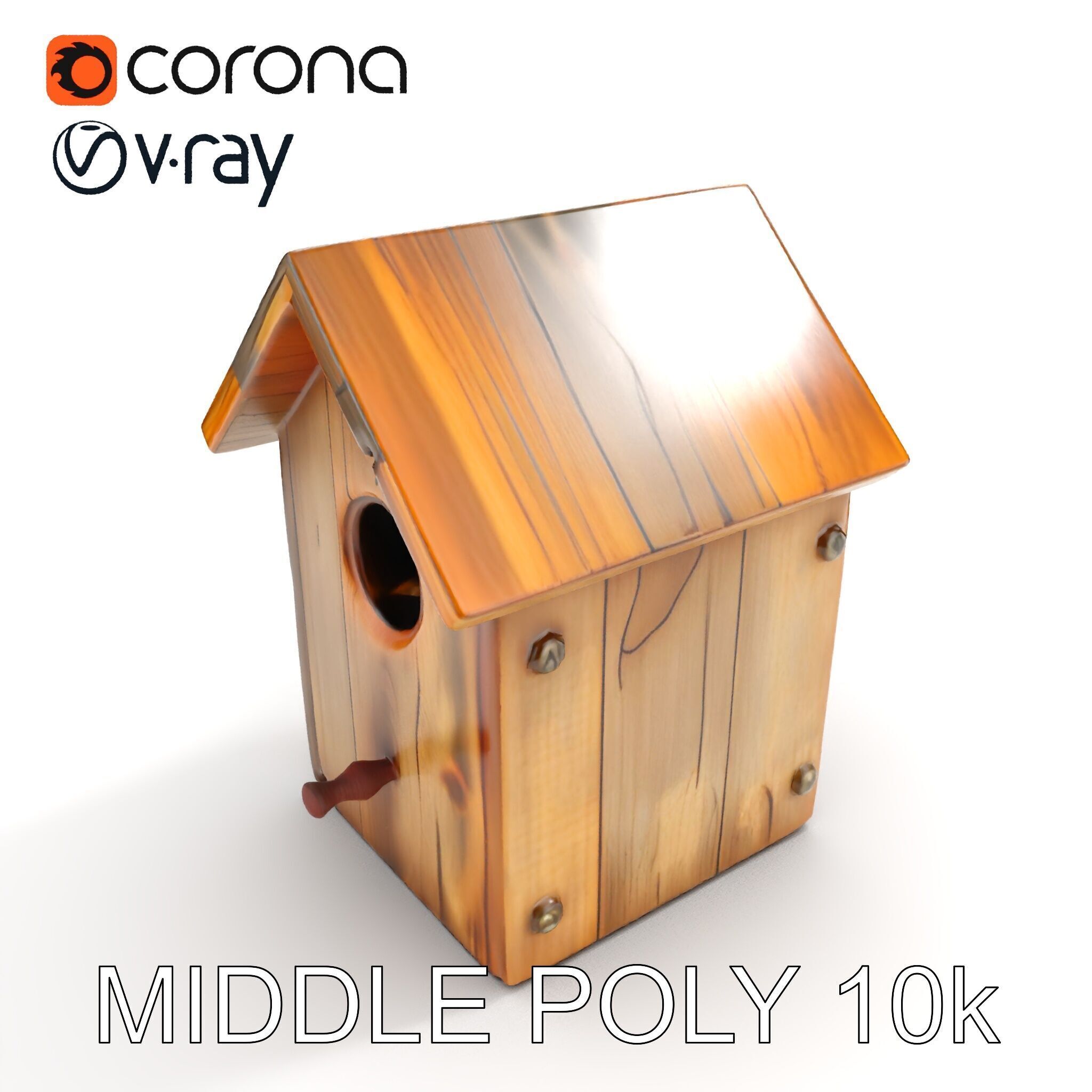 Rustic Wooden Birdhouse Model Pack Low-poly 3D model_12