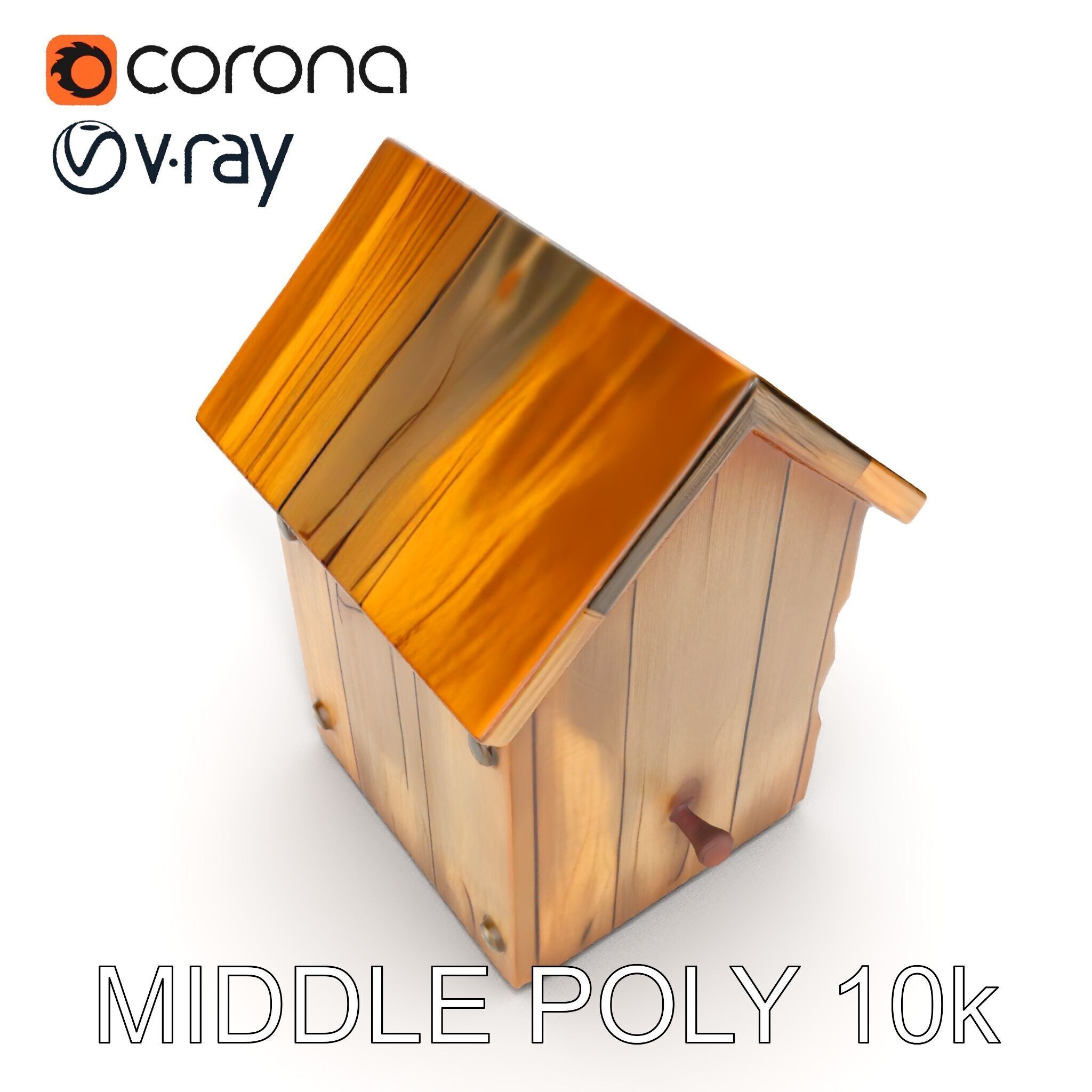 Rustic Wooden Birdhouse Model Pack Low-poly 3D model_7