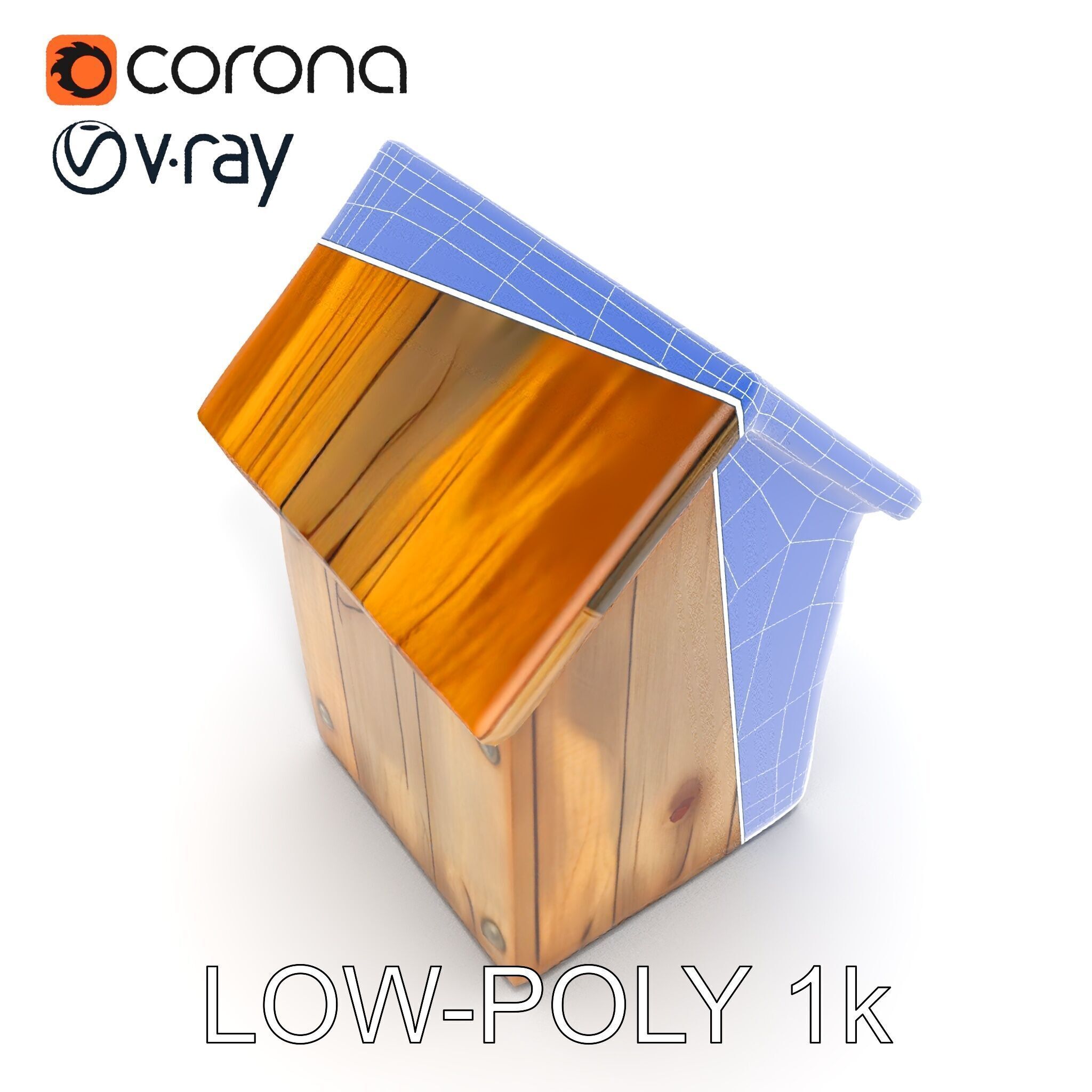 Rustic Wooden Birdhouse Model Pack Low-poly 3D model_21