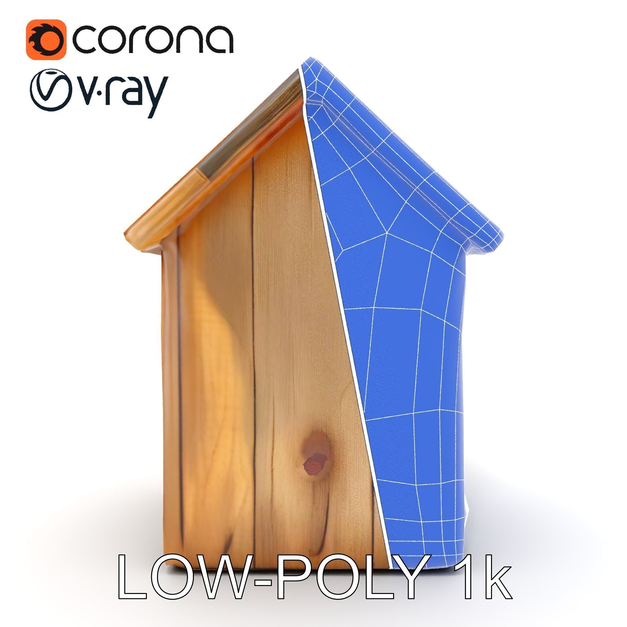 Rustic Wooden Birdhouse Model Pack Low-poly 3D model_32